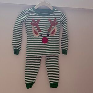 Kids Green Striped Reindeer Pajama Set PJ Place 18 Month